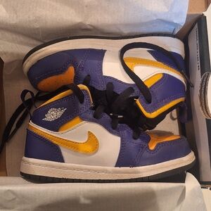 Jordan Kids Sneakers in Purple, Yellow, and White